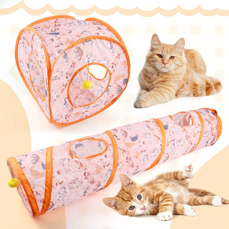 Kreatywny drukowany tunel dla kota Składany tunel dla kota Oddychające zabawki interaktywne dla zwierząt domowych Artykuły do ćwiczeń dla kotów Zabawki dla kotów