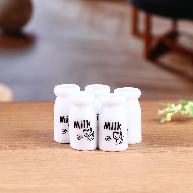 5 pezzi di casa delle bambole in miniatura bottiglia di latte modello bambole cucina decorazione alimentare giocattoli accessori