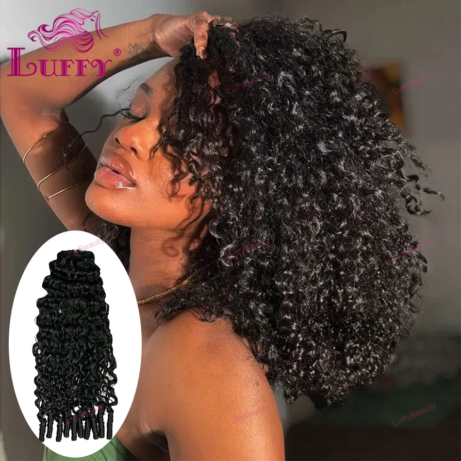

Curly Crochet Human Hair Knotless Pre-Separated Crochet Hair Water Curly With String Pre-Looped Feather Hair Extensions