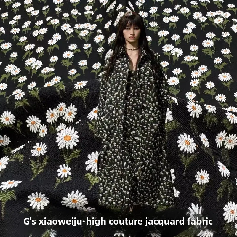 

Модная жаккардовая ткань с маргариткой для шитья своими руками, ветровка, костюм, куртка, юбка, подиумная одежда, модная ткань на метр