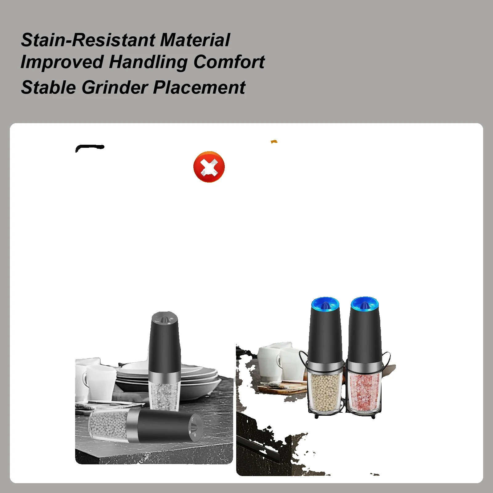 

Металлическая подставка для мельниц для соли и перца, стальная подставка-органайзер для хранения, устойчивая подставка для мельниц.