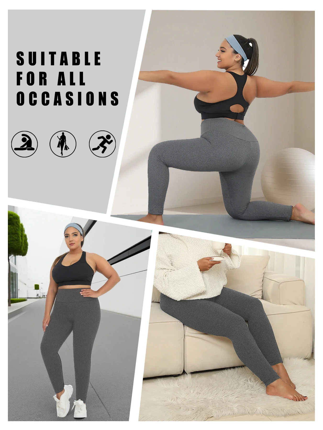 سراويل ضيقة نسائية عالية الخصر فائقة النعومة مقاس كبير، مثالية للتمرين والجري واليوجا وملابس كاجوال مريحة