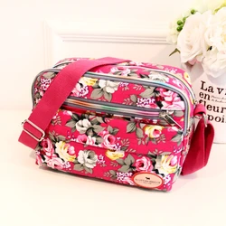 Canvas Women's Flower Cloth Bag Rose Skew Straddle Bag Middle And Old Age Shoulder Bag Fresh And Sweet Small Square Bag