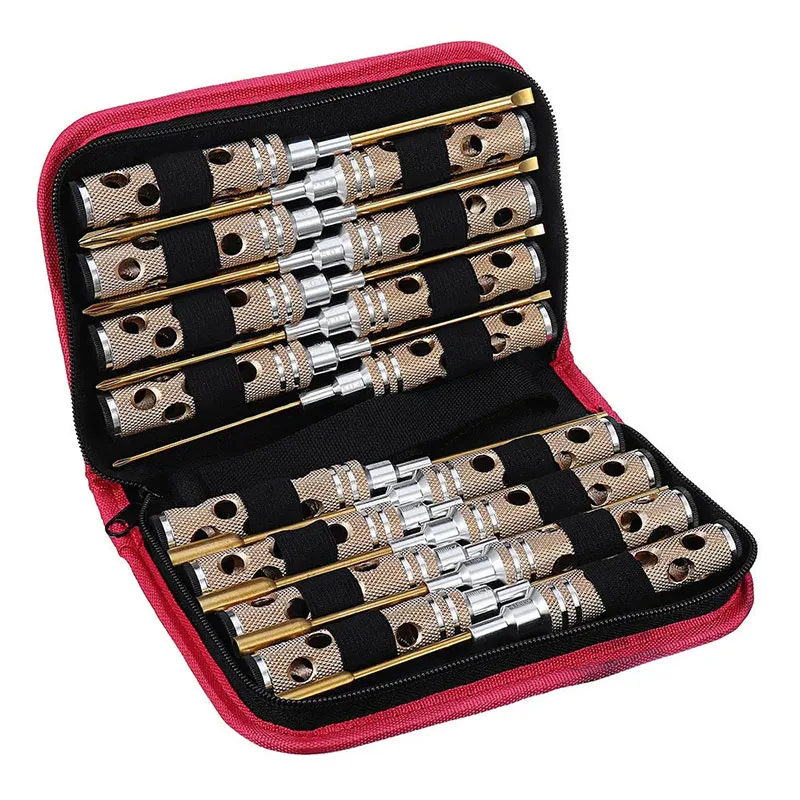 

U40 16Pcs Hex Phillips Screw Flat Nut Slotted Screwdriver Repair Tool Set Box With Bag