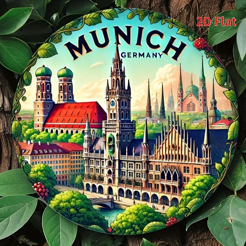 

2D Flat - 1pc of "Munich, Germany" Metal Aluminum Sign, Suitable for Home/Kitchen/Restaurant/Bedroom