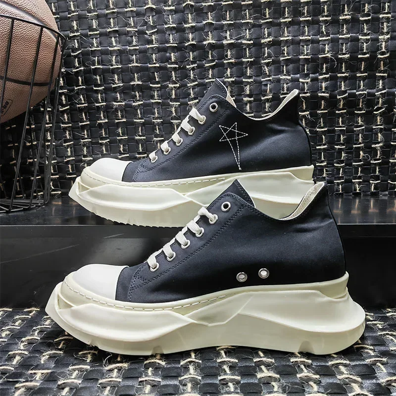 

RO Men and Women Increase Leisure Canvas Shoes Designer Thick Soled Lace-up Casual Fashion Joker Breathable Shoes Couple Shoes.