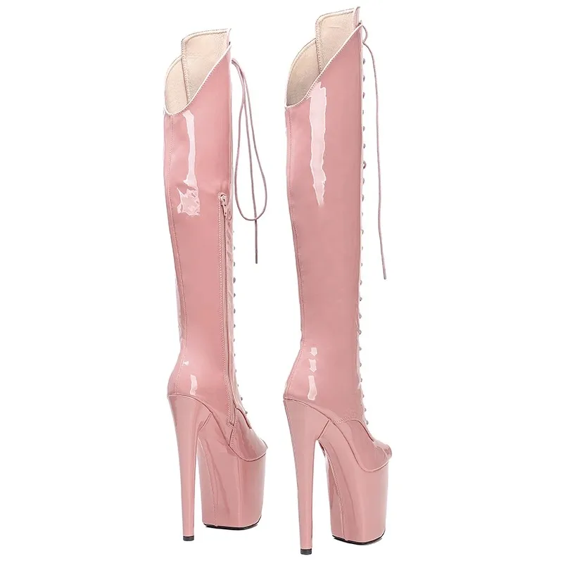 LAIJIANJINXIA New 20CM/8Inch PU Upper Women's Platform Party High Heels Modern Knee-High Boots Pole Dance Shoes 308