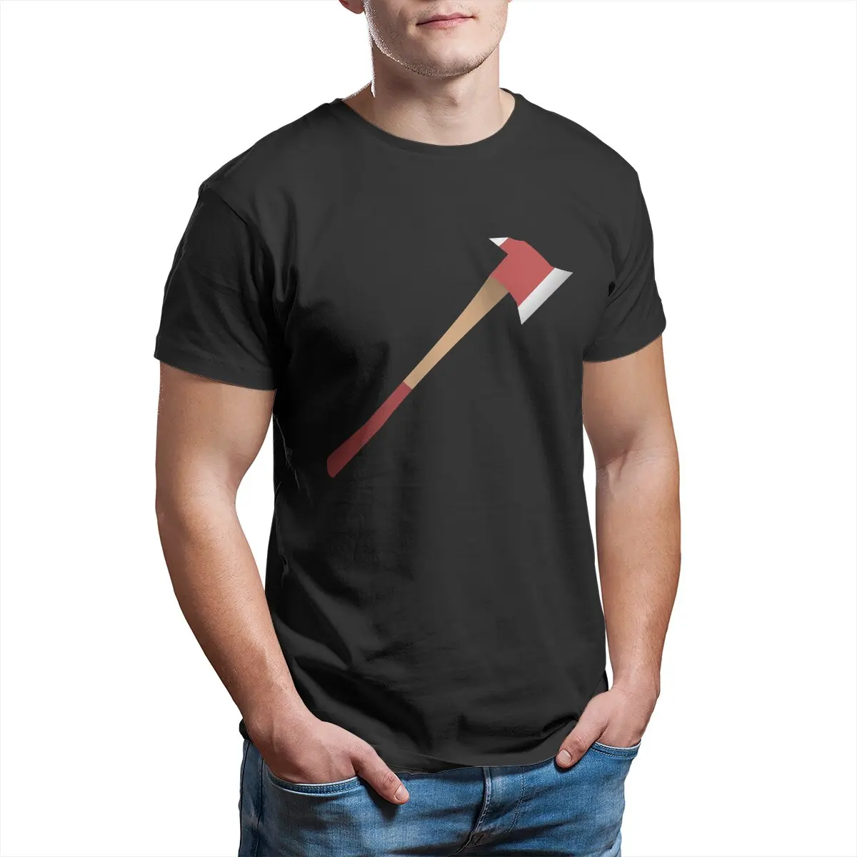 Men Axe - Showtime T Shirt Project Zomboid Game Pure Cotton Tops Funny Short Sleeve Crewneck Tees Summer T-Shirt