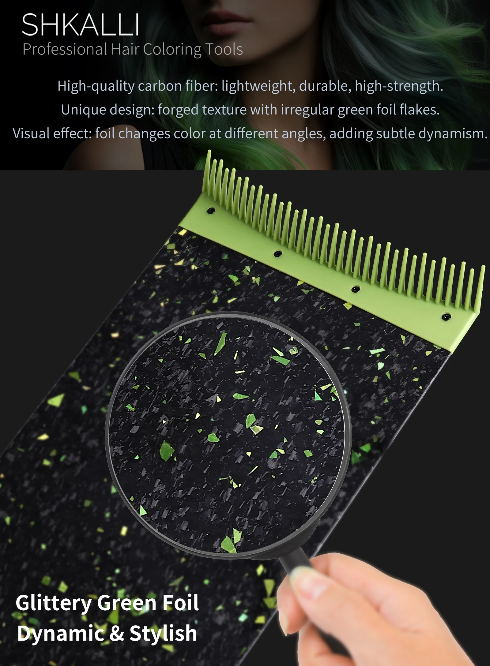 전문가용 카본 파이버 하이라이팅 보드 (빗살 포함) 염색 보드 스타일링 액세서리 (미용사용 컬러링 도구)