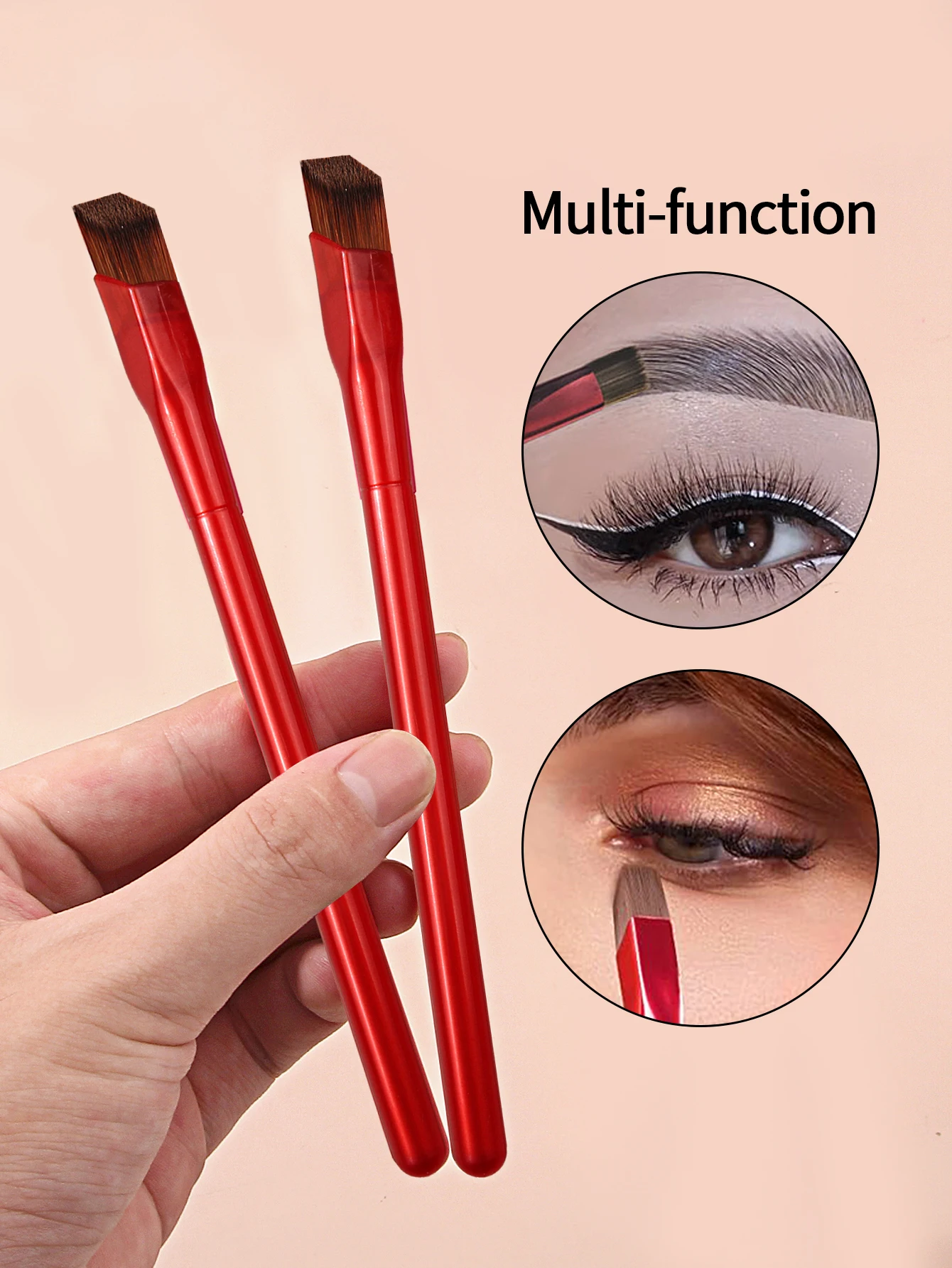 多機能角度付きアイブロウブラシ2本、コンシーラーブラシ、お手入れが簡単な柔らかい毛、初心者向けのアイメイクアップツール