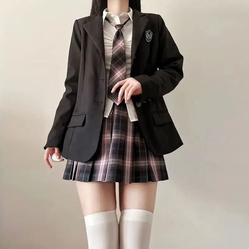 JK Uniform Spring sweet cute suit jacket College Shirt Kawaii JK Uniform Pleated skirt three-piece college-style suit
