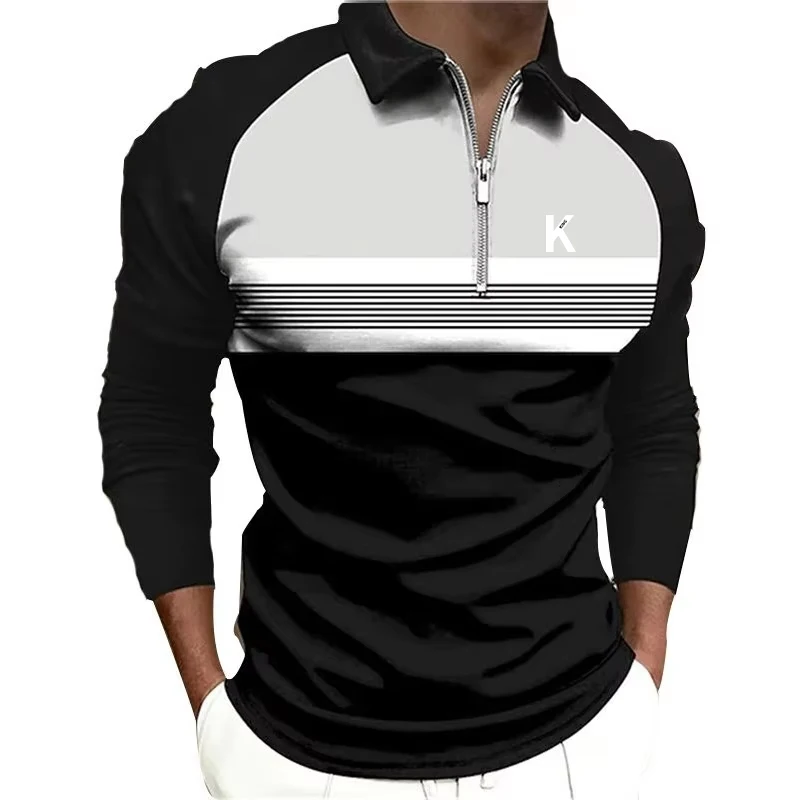 Men's Polo Shirt Pullover Sweatshirt Sports Daily Wear Zip Long Sleeve Fashion Comfortable Zipper Spring & Fall Polo Shirt