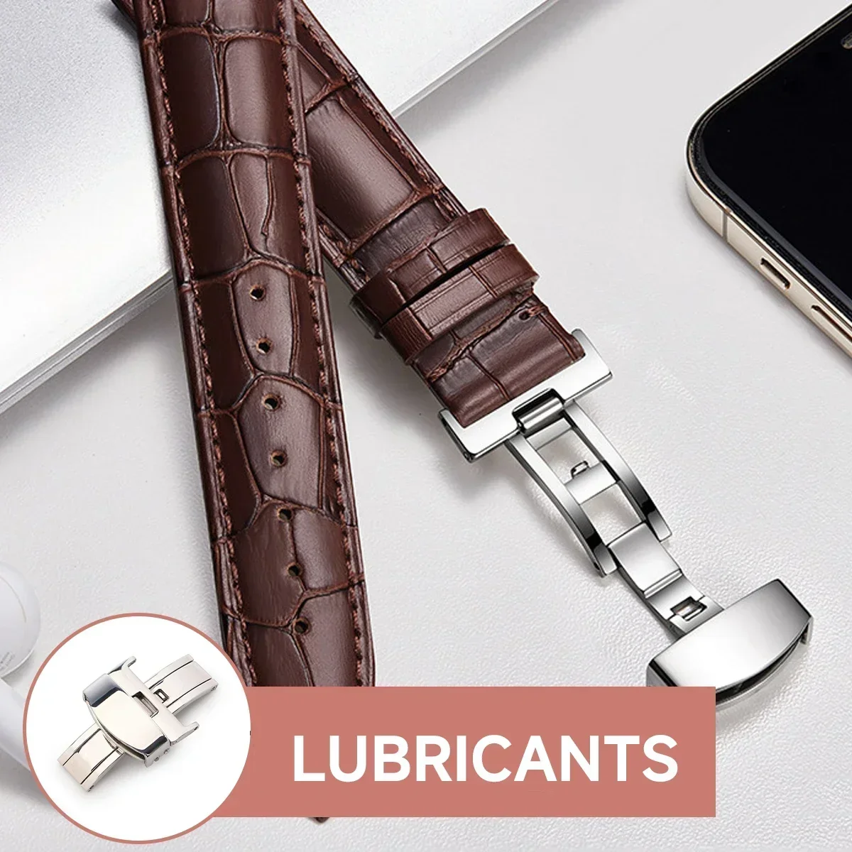 Watch Fold Buckle 12/14/16/18mm Double Click Butterfly Watchband Push Clasp Button Deployment Clasp Buckles Watch Accessories