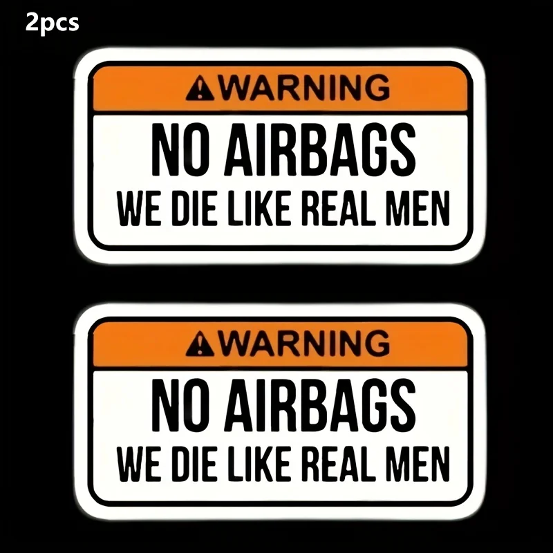 Set of 2 Humorous PVC Vinyl Car Decals Warning No Airbag Suitable for Sun Visor Windows Bumpers - Car Humor Stickers Q60