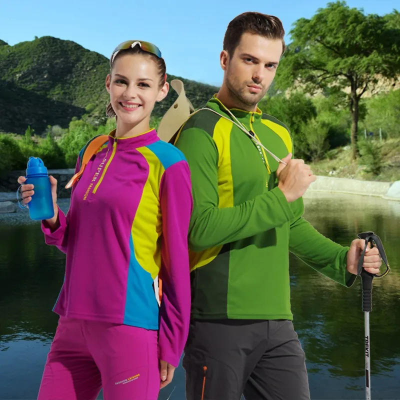 Couple Quick Dry Sweatshirts Men Fitness Sportswear Women Breathable T-shirts Outdoor Elastic Casual Hike Group Activity Clothes