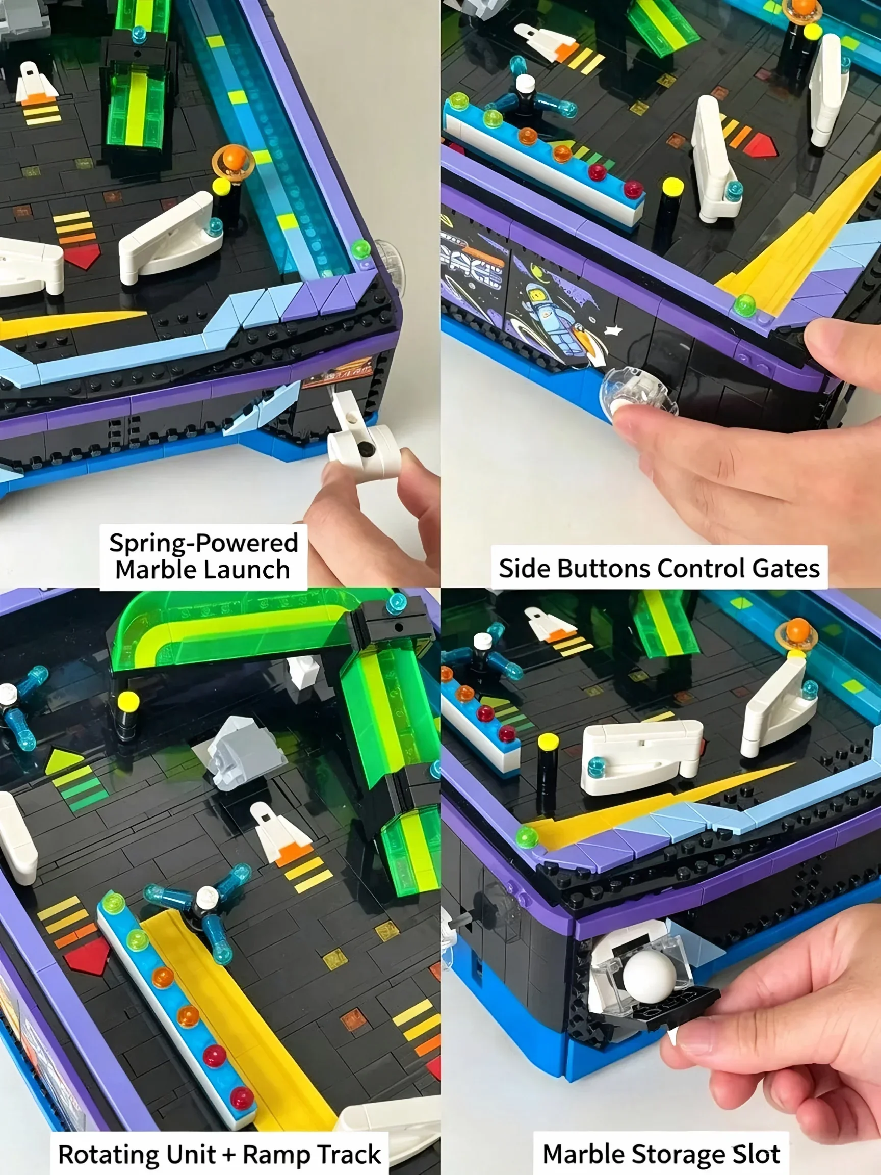 Arcade Pinball Machine Building Blocks Set, Retro Game Table Model, New SpaceAssembly Toy Gifts for Adults Christmas Collectibl