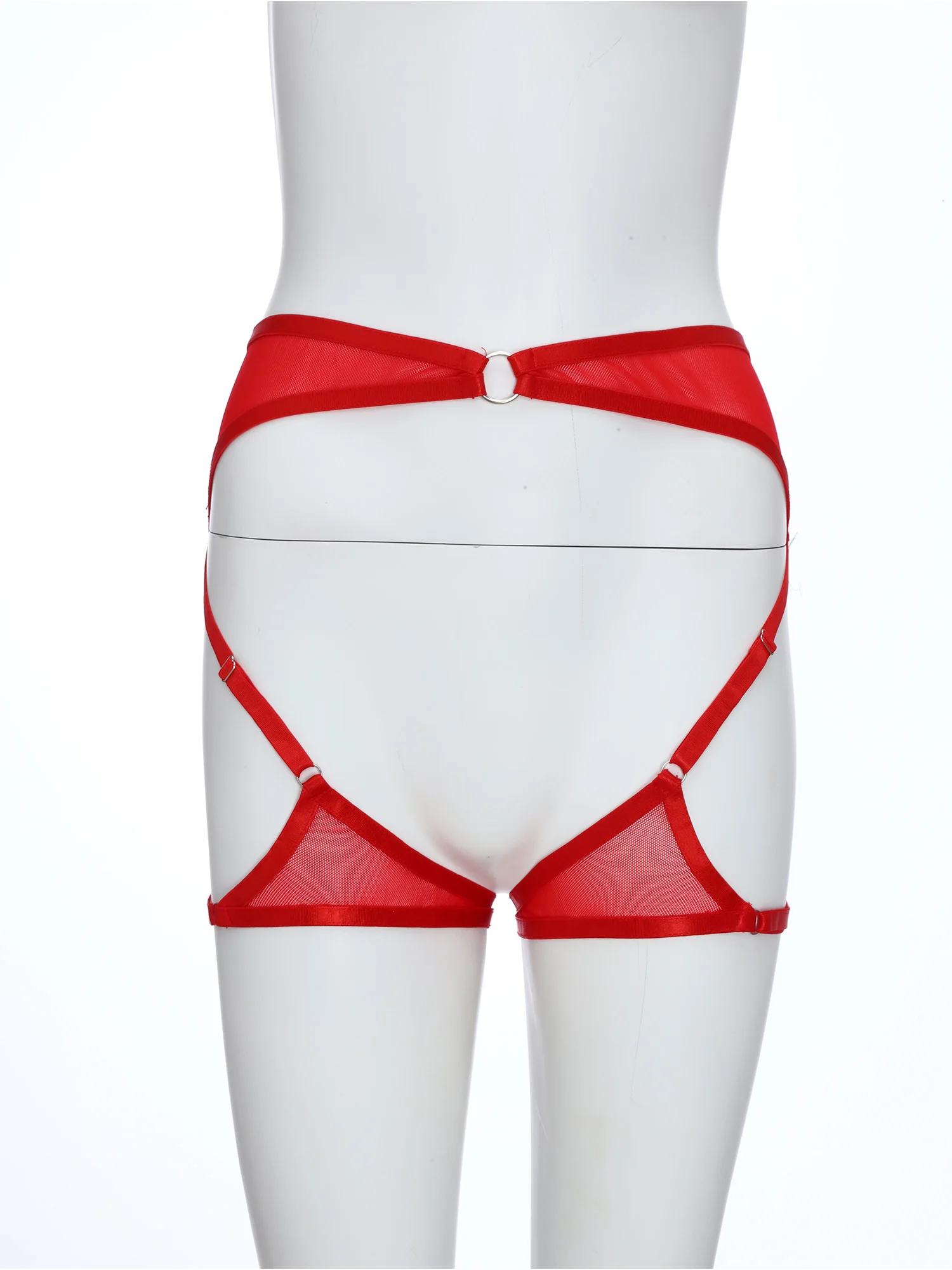 

Womens Sexy See Through Hollow Out Panties Sheer Mesh Open Crotch Adjustable Straps Underwear Boyshorts Tempting Nightwear