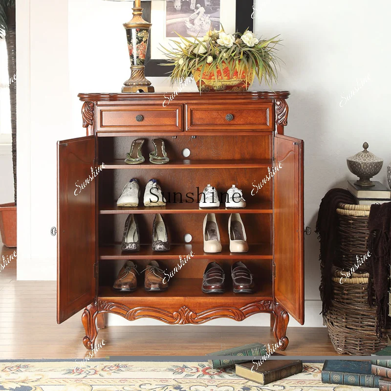 American size apartment solid wood two-door shoe cabinet living room furniture FT