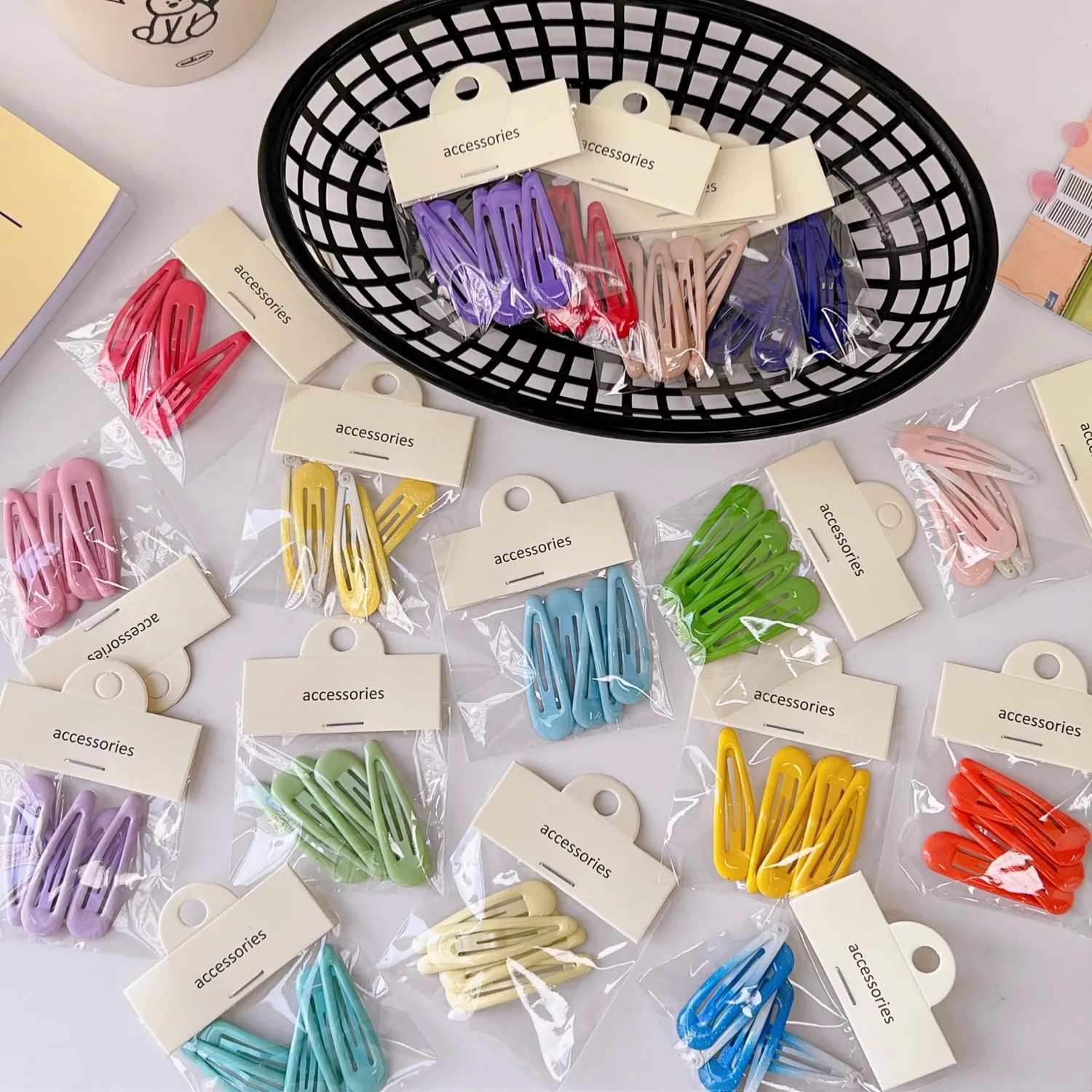 5pcs/set Bagged Kids Cute Hairpin Solid Waterdrop Children Hair Clips For Girls BB Side Basic Barrettes Fashion Hair Accessories