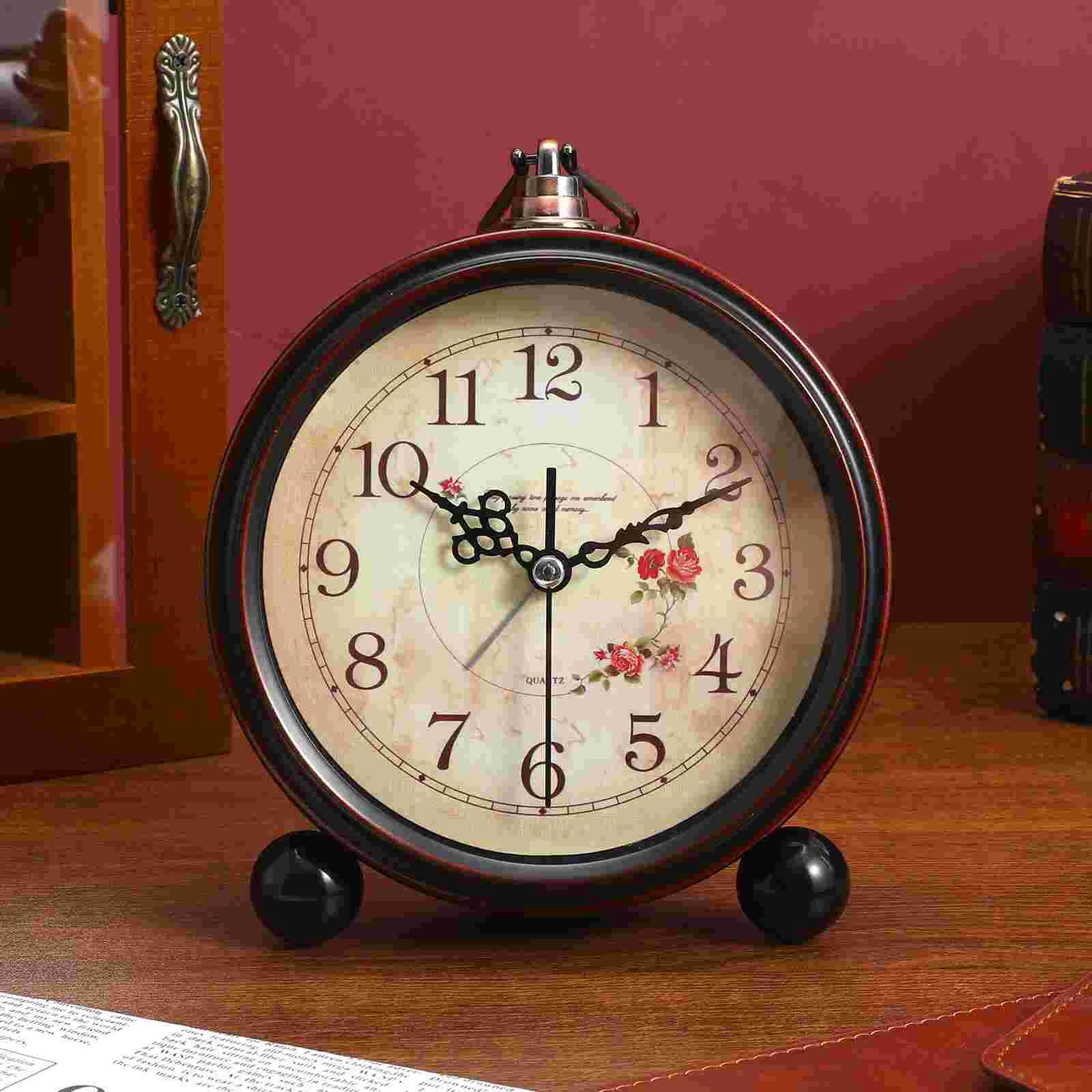 Quiet Non-Ticking Clock Desk Alarm Kids Aldult Silent Table Retro Vintage Style Office Child