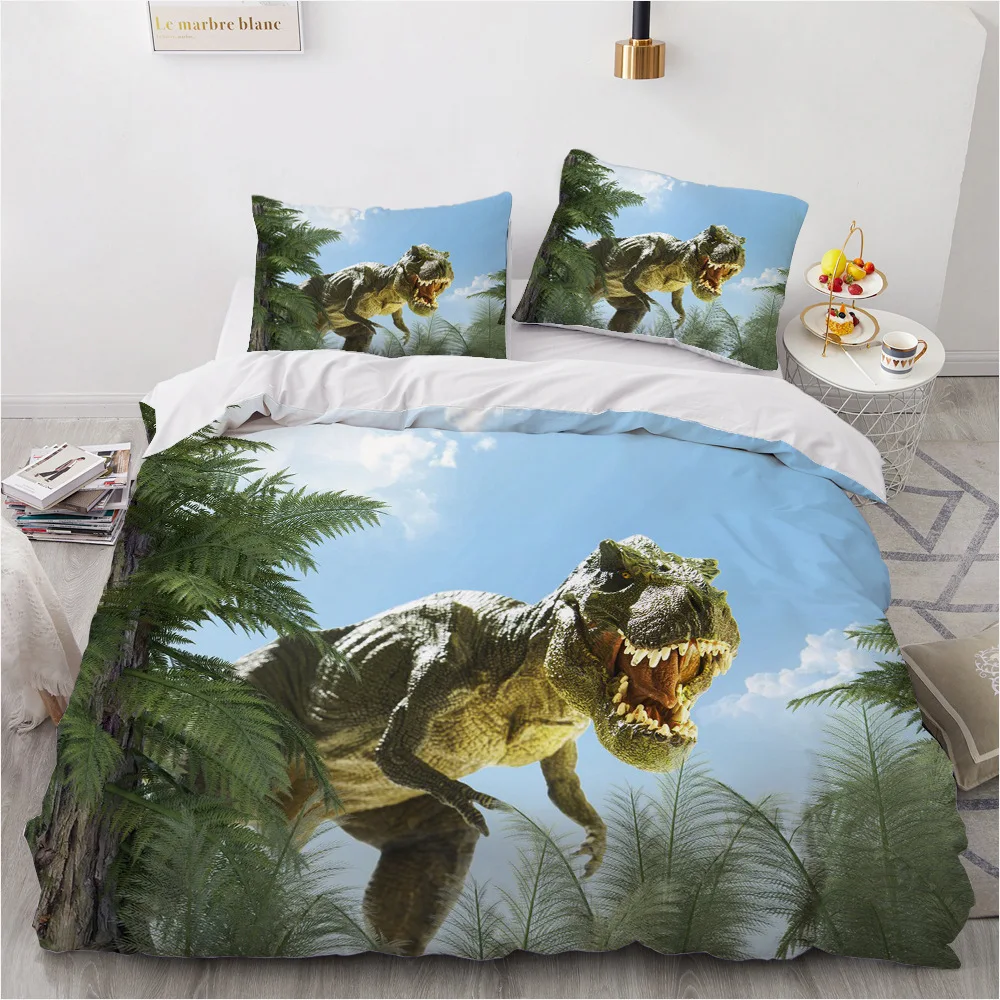 Dinosaur Jurassic Bedding Set Winter Duvet Cover With Pillowcases 3 Pcs Bed Set Queen Size Juego De Cama Home Textile Kids Adult