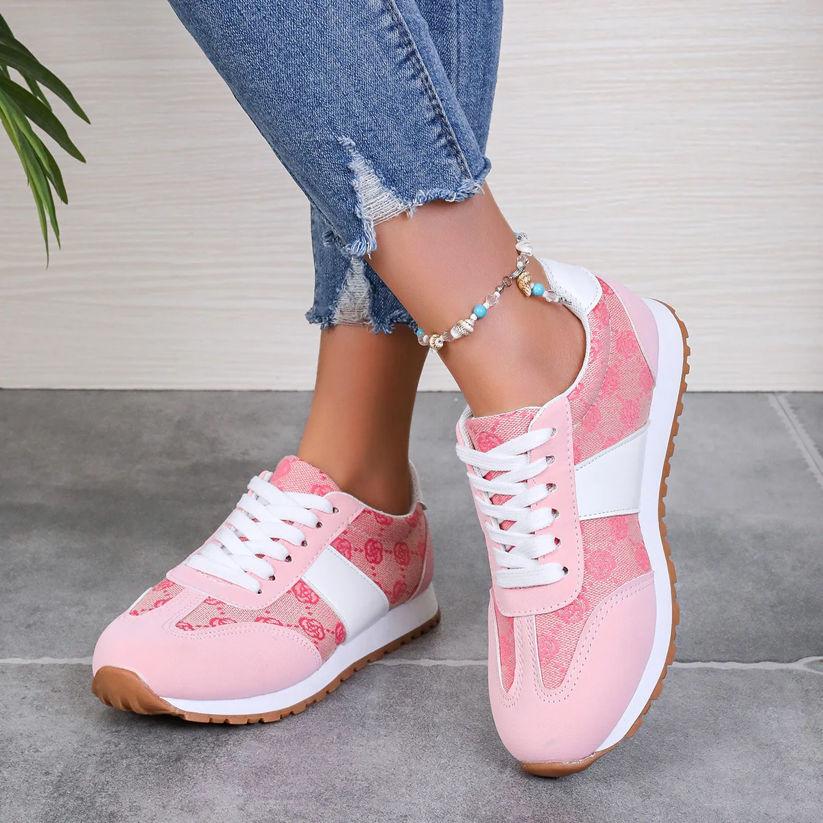 Breathable Women\'s Sneakers Lightweight Leisure Tennis Shoes for Women Flower Design Luxury Shoes Comfort Fashion Platform Shoes