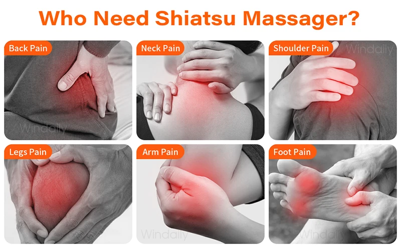 4D Shiatsu Nacken- und Schultermassagegerät mit Wärme, elektrische Rückenmassagegeräte, Knetmassagekissen, Ganzkörpermuskulatur, Heim- und Autogebrauch – Detail 10