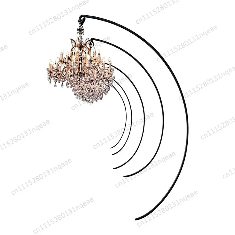 Wedding Wrought Iron Semi-circular Arched Frame Black Chandelier Bracket Heavy-duty Outdoor Dining Table Decoration Set