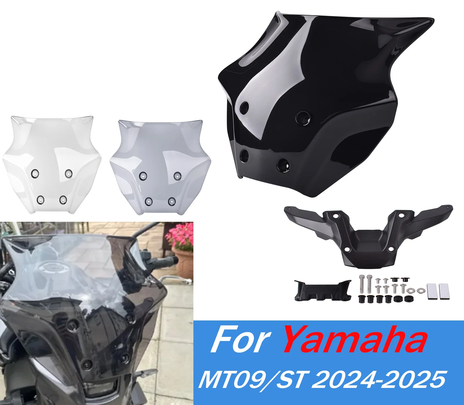 

For MT 09 SP Front Wind Screen Shield Air Deflectors For Yamaha MT-09 2024 2025 MT09 Windscreen Motorcycle Windshield Prats