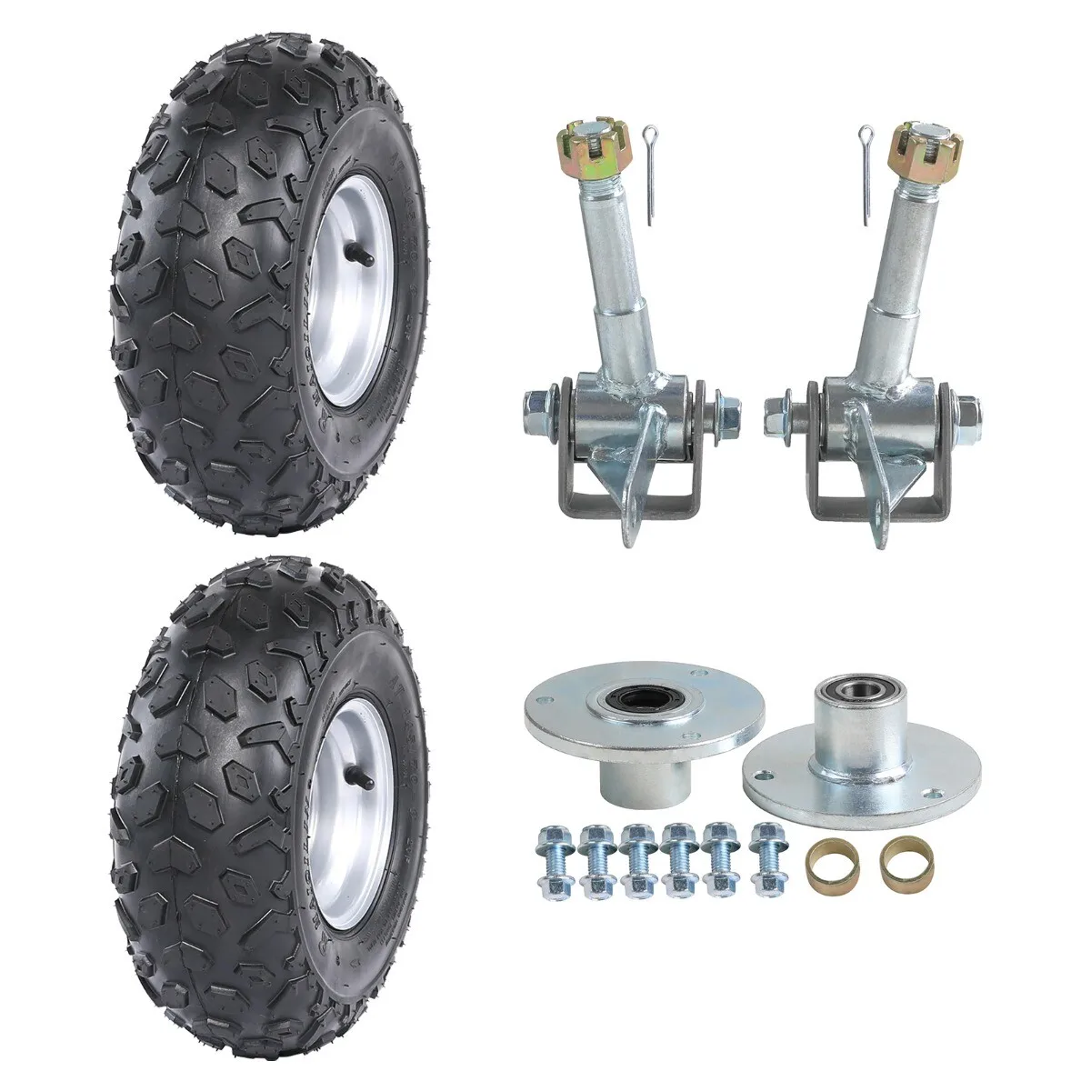 2pcs 145/70-6 Wheel Tire Rim+Front Hubs+Steering Knuckle for 110cc 125cc ATV Go Kart
