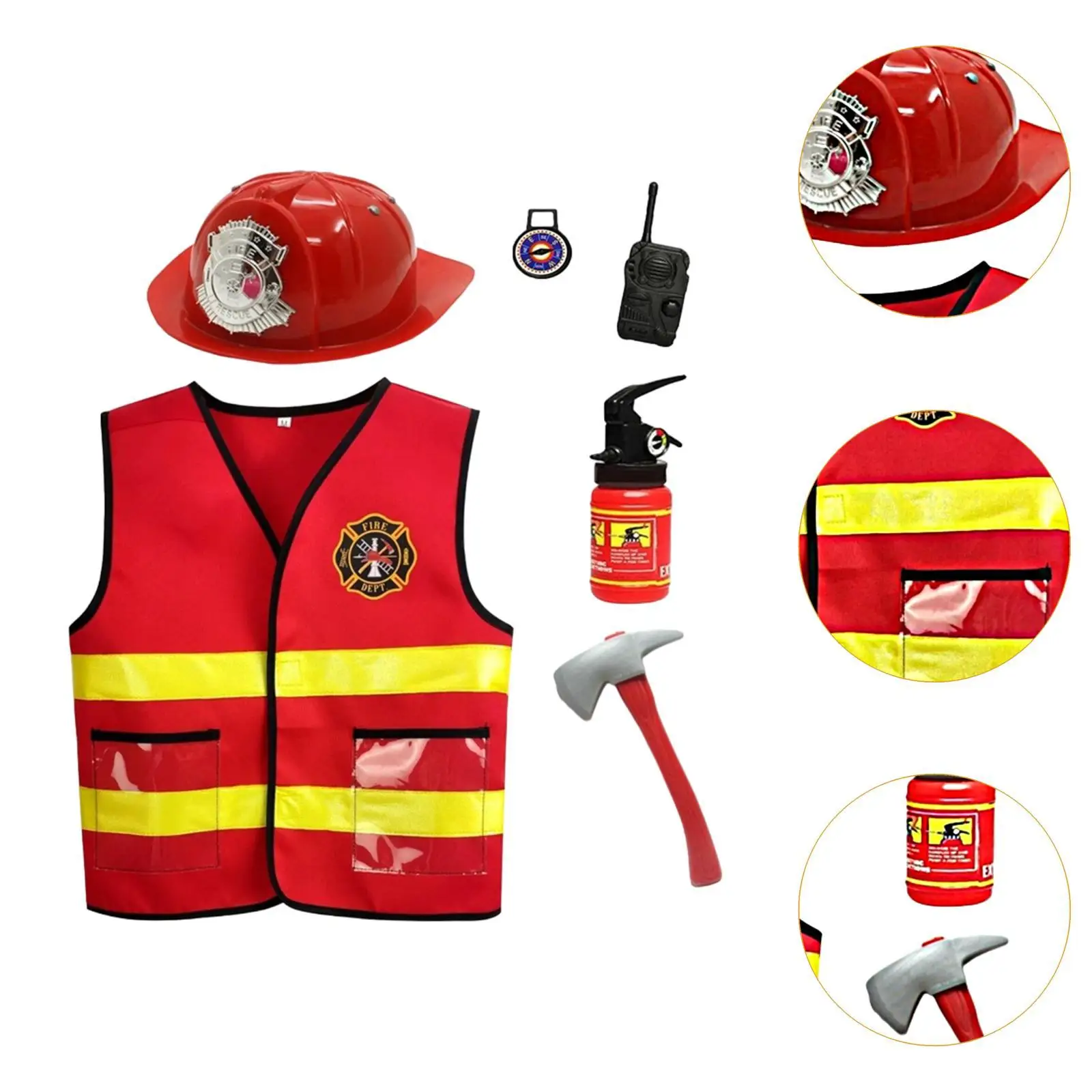 Kids Firefighter Vest Washable Pretend Play Toy Premium Firefighter Accessories