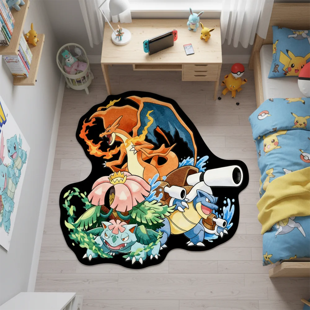 Tapis d'évolution des Pokémon d'anime, Charizard, Blastoise, Venusaur, tapis, couverture décorative douce, tapis de jeu/animal de compagnie, décoration d'anime
