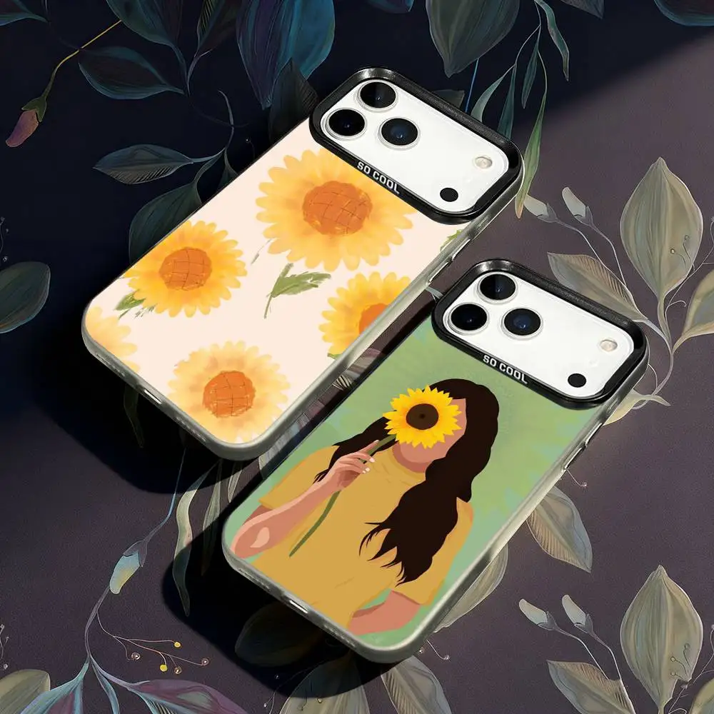 

Cute Summer Daisy Sunflower Phone Case For iPhone 17,16,15,14,13,12,X,8,Pro,Max,Plus,E,SE4,Air,Mini IMD Matte Black