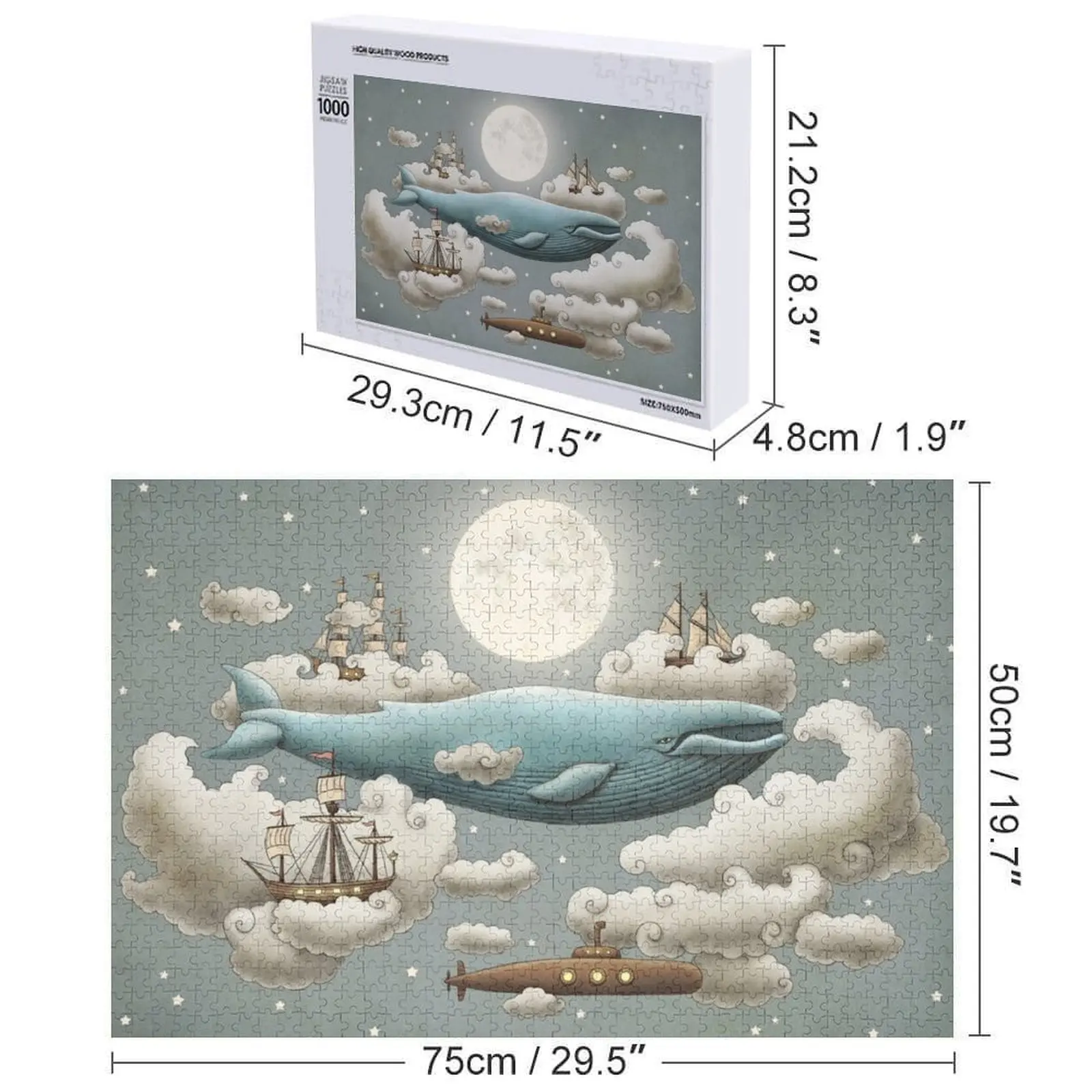 Ocean Meets Sky - خيار اللون، أحجية الصور المقطوعة، ألغاز ملحقات Diorama الفنية