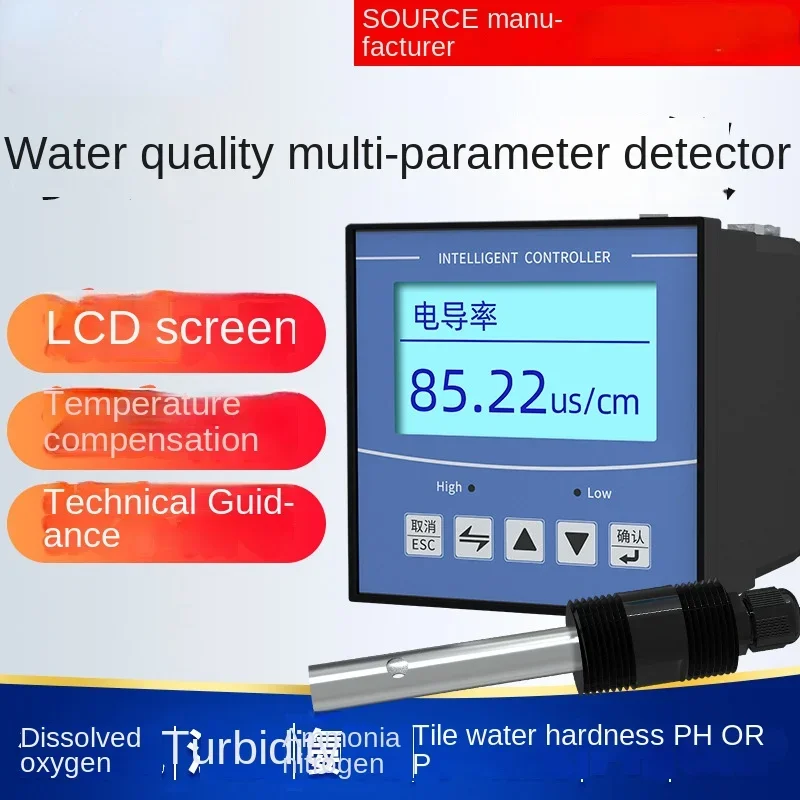 

Water Quality Multi-Parameter Detector Portable Tap Water ECPH Dissolved Oxygen Ammonia Nitrogen Analysis Tester Sensor