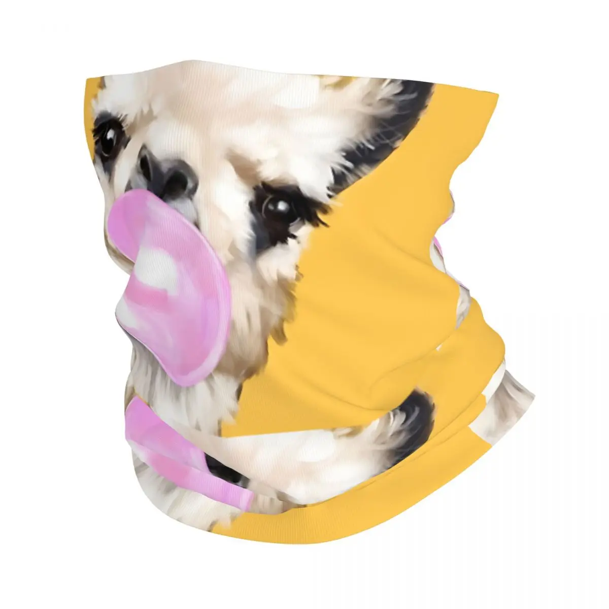 Bubble Gum Sneaky Llama In Mustard Yellow Bath Mat Neck Gaiter Face Scarf Cover Neck Gaiter Men Women Bandana Scarf Thin Summer