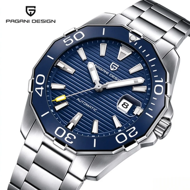 PAGANI DESIGN Men Luxury Mechanical Watch Stainless Steel Military Sports Waterproof Outdoor Daily Wear Wristwatch