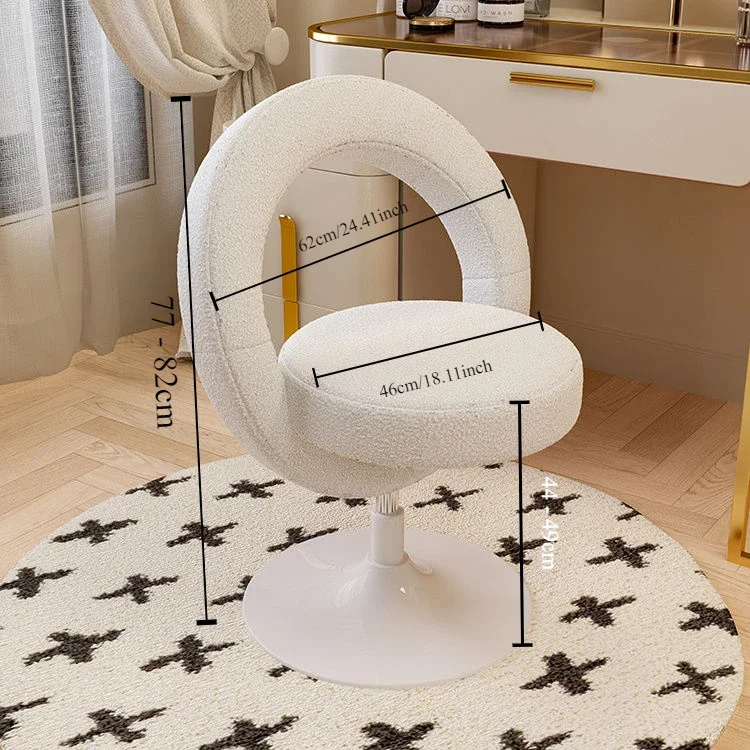 Cream Style Lamb Velvet Makeup Chair for Girls Bedroom Nail Salon Dressing Chairs Modern Minimalist Foldable Stools  Ottomans