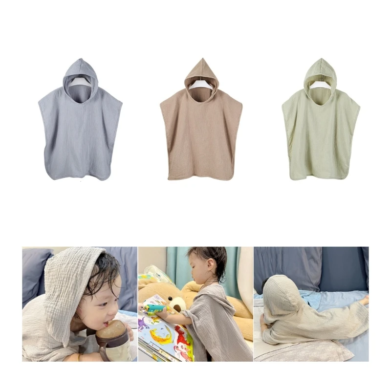 Baby Hooded Bath Towel Bathrobe Shower Blanket Quick-dry Cotton Cape for Infant Strong Absorbent Breathable Beach Towel Nightgow