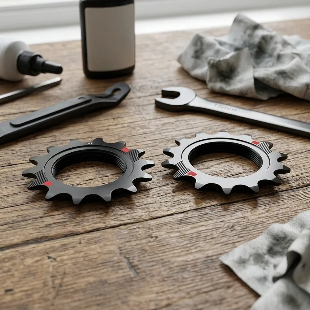 CNC Machined 7075 Aluminum Single Speed Freewheel Hub Gear Disc Compatible with 14T 15T 16T 17T 18T Fixed Gear and Track Bikes