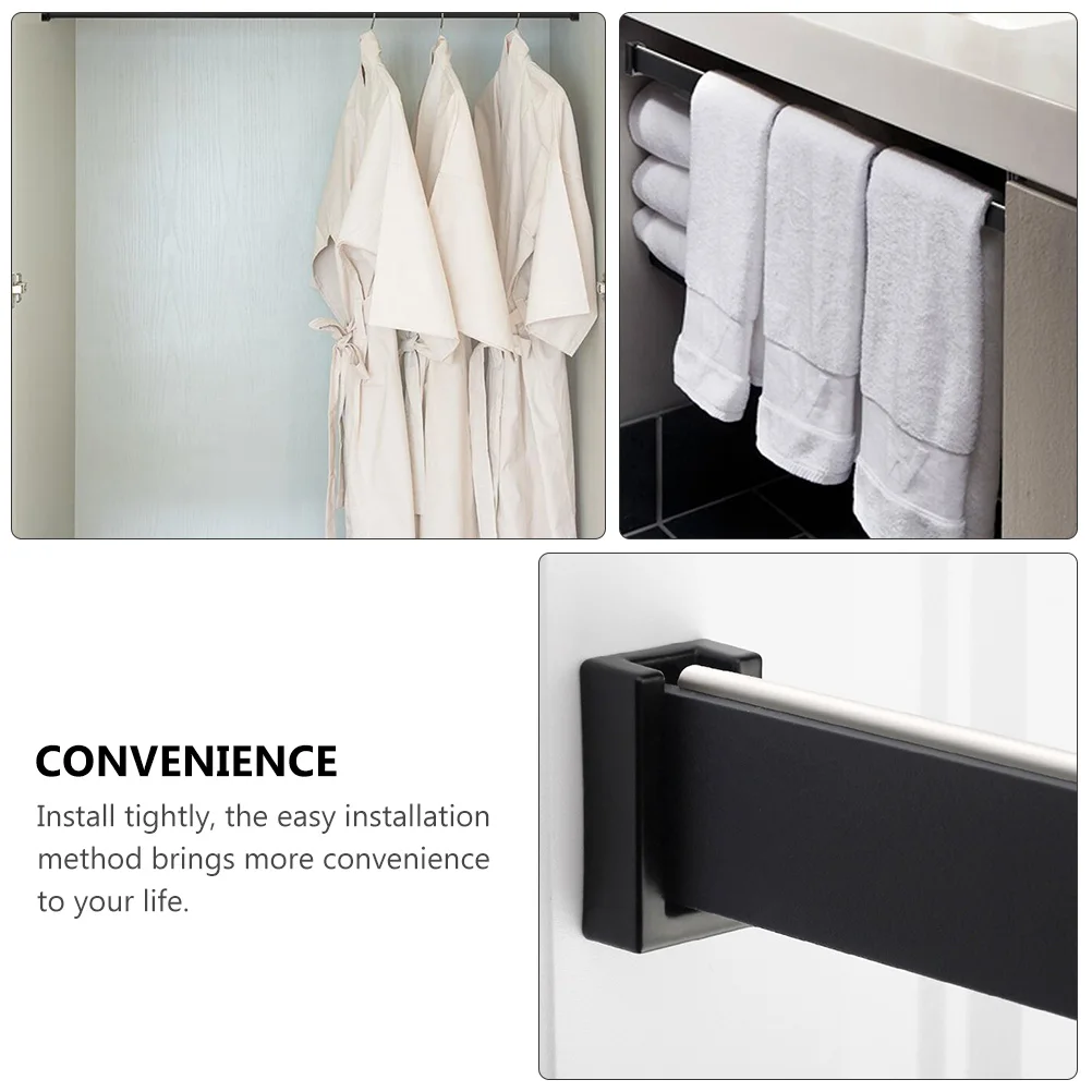 

10pcs Black Aluminum Alloy Clothes Stent Anti Rust Wardrobe Closet Pole Socket Bracket Hardware Accessories Closet Rail
