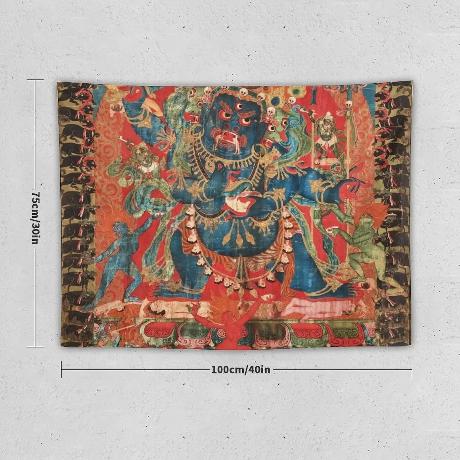 Mandala 143 Mahakala Chaturmukha Four Faced Tapestry Wall Coverings Korean Room Decor Tapestry