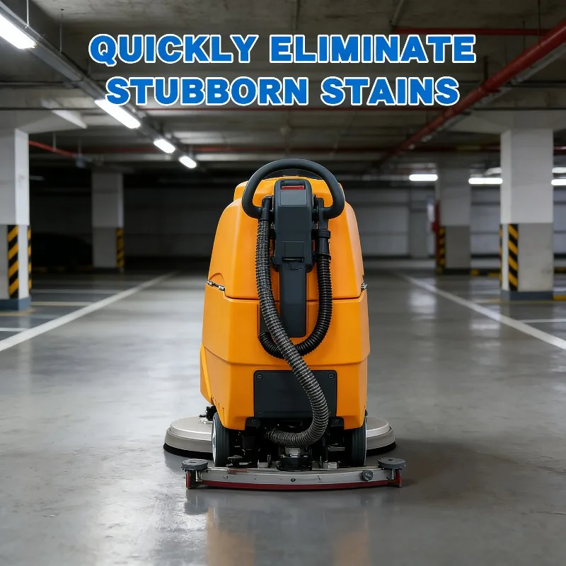 Battery Powered Hand Push Floor Scrubber Machine 510mm Brush 22000sqft Per Hour Walk Behind Scrubber Dryer Commercial