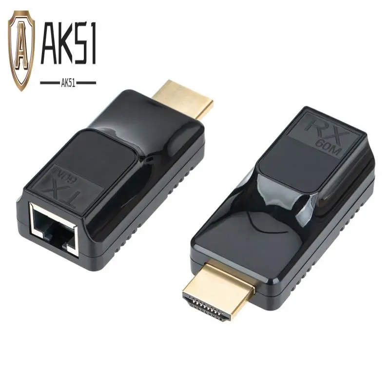 

AK51-60M -Compatible Extender RJ45 To -Compatible 1080P HD Video Network Cable Extender Adapter For HDTV Monitor