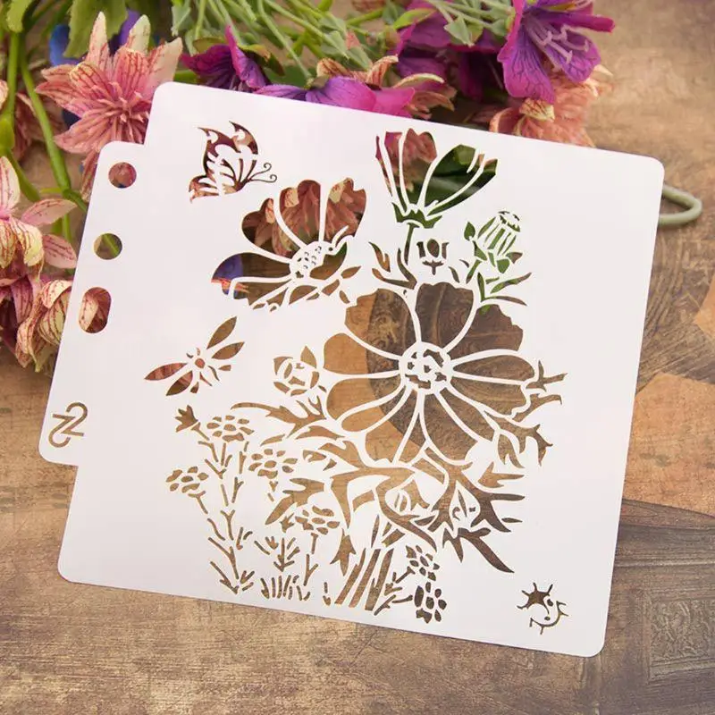 

H37D Flower Stencils Template Painting Scrapbooking Embossing Stamping Album Crafts