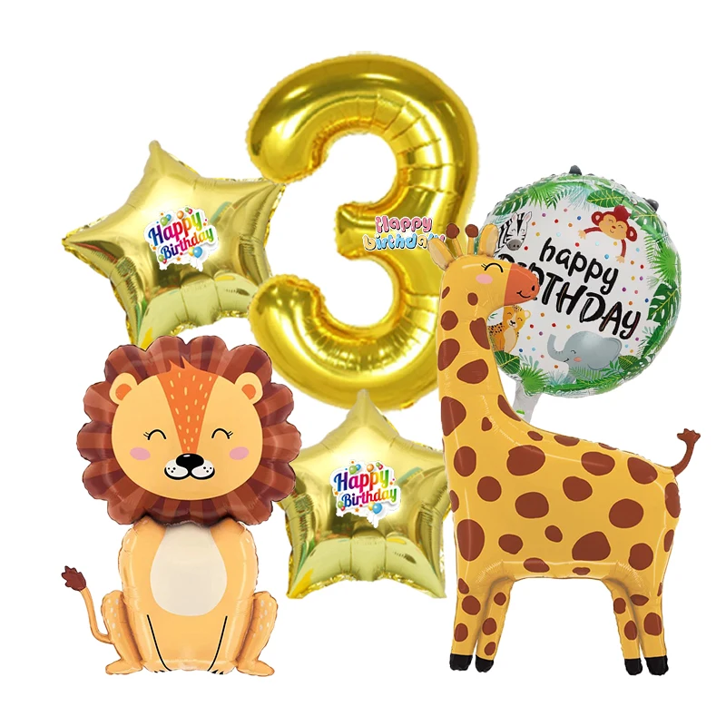 Globos de Animales de la Selva con Números del 0 al 9, Decoración para Fiestas de Cumpleaños Infantiles, Safari en la Selva, Baby Shower