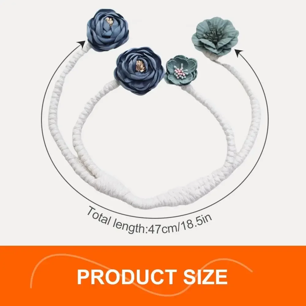 2 Packs Handmade Artificial Flower Curtain Holdbacks Clips, Flexible Curtain Tiebacks Clips Twist Bough Flower Curtain Tie Back