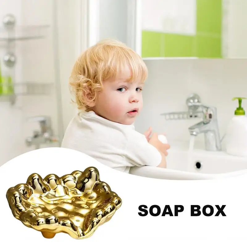 Jewelry Holder Dish Electroplating Sponge Drain Holder Punch-free Hot Stamping Style Sink Sponge Drain Box Kitchen Sink Tray