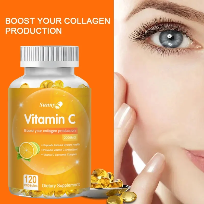 Cápsulas de Vitamina C para Pele Cabelos e Unhas, Suplemento nutricional, Antioxidantes, Promove Ginseng, Vitamina C, 2000 mg