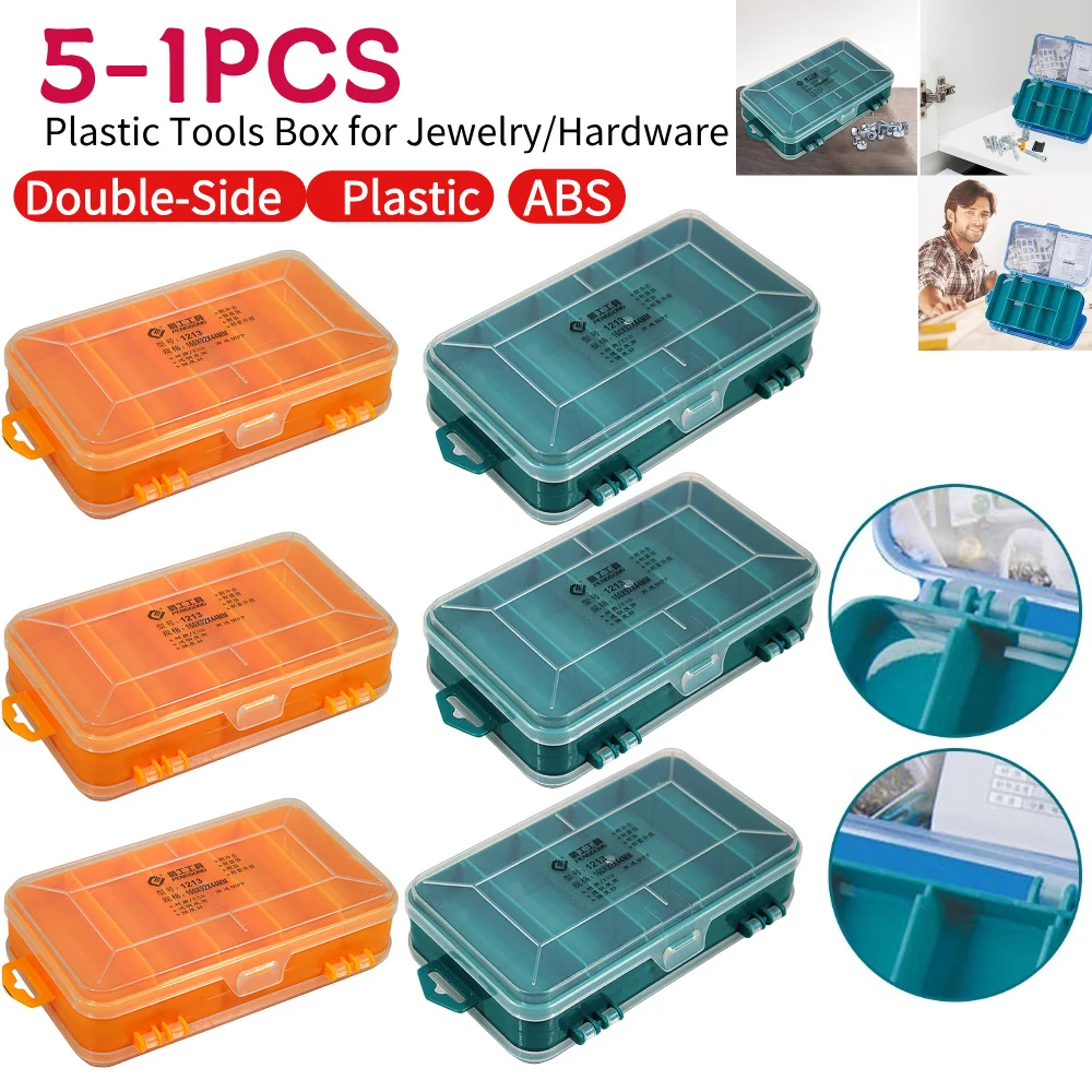 Double-Side Hardware Organizer Box Multifunctional Plastic Storage Tool Case Rectangle Box Case for Electronic Parts Screw Beads
